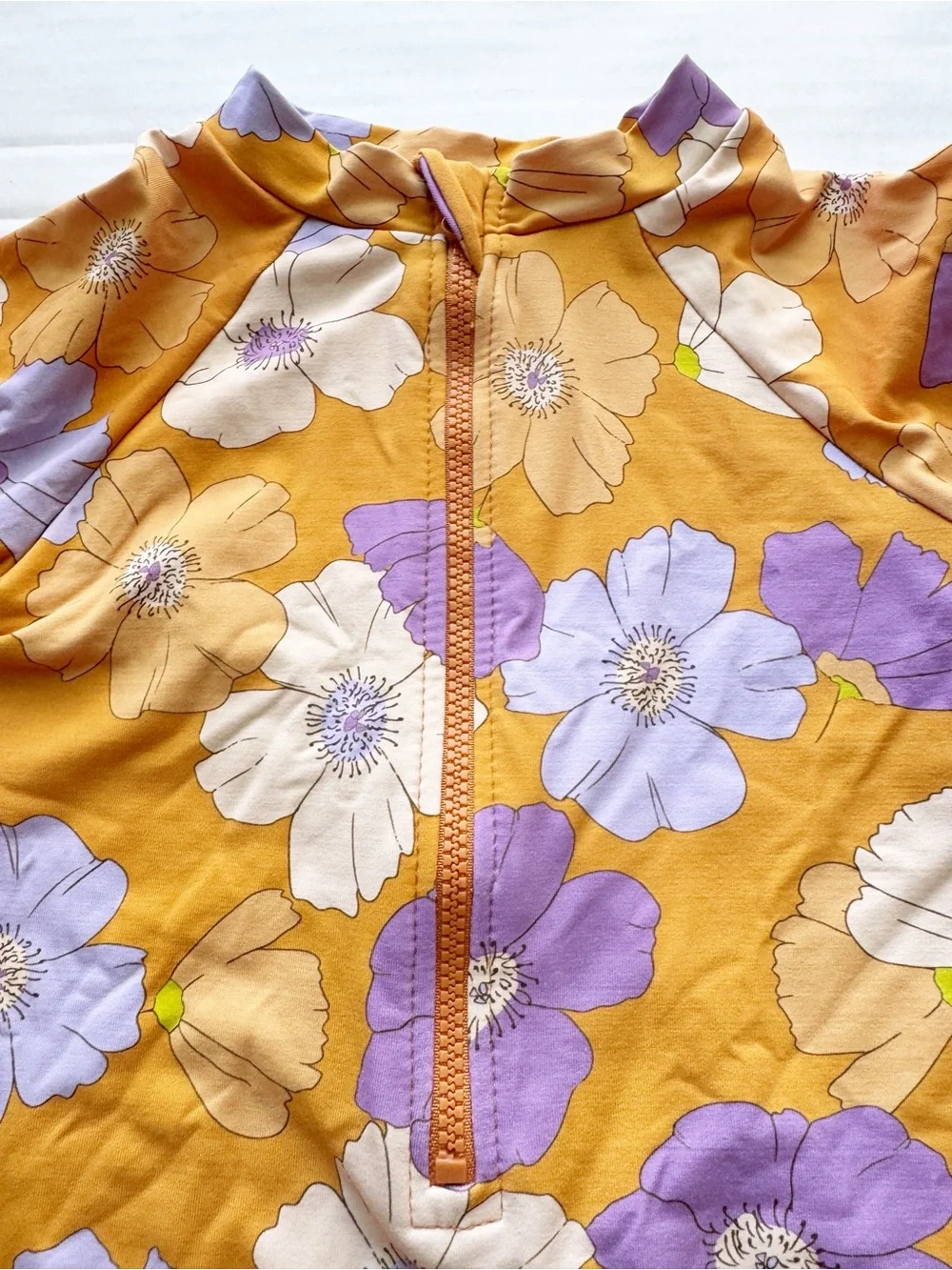 Zara Girl Long Sleeve Rash Guard in Orange Purple Floral Print size 8-9Y